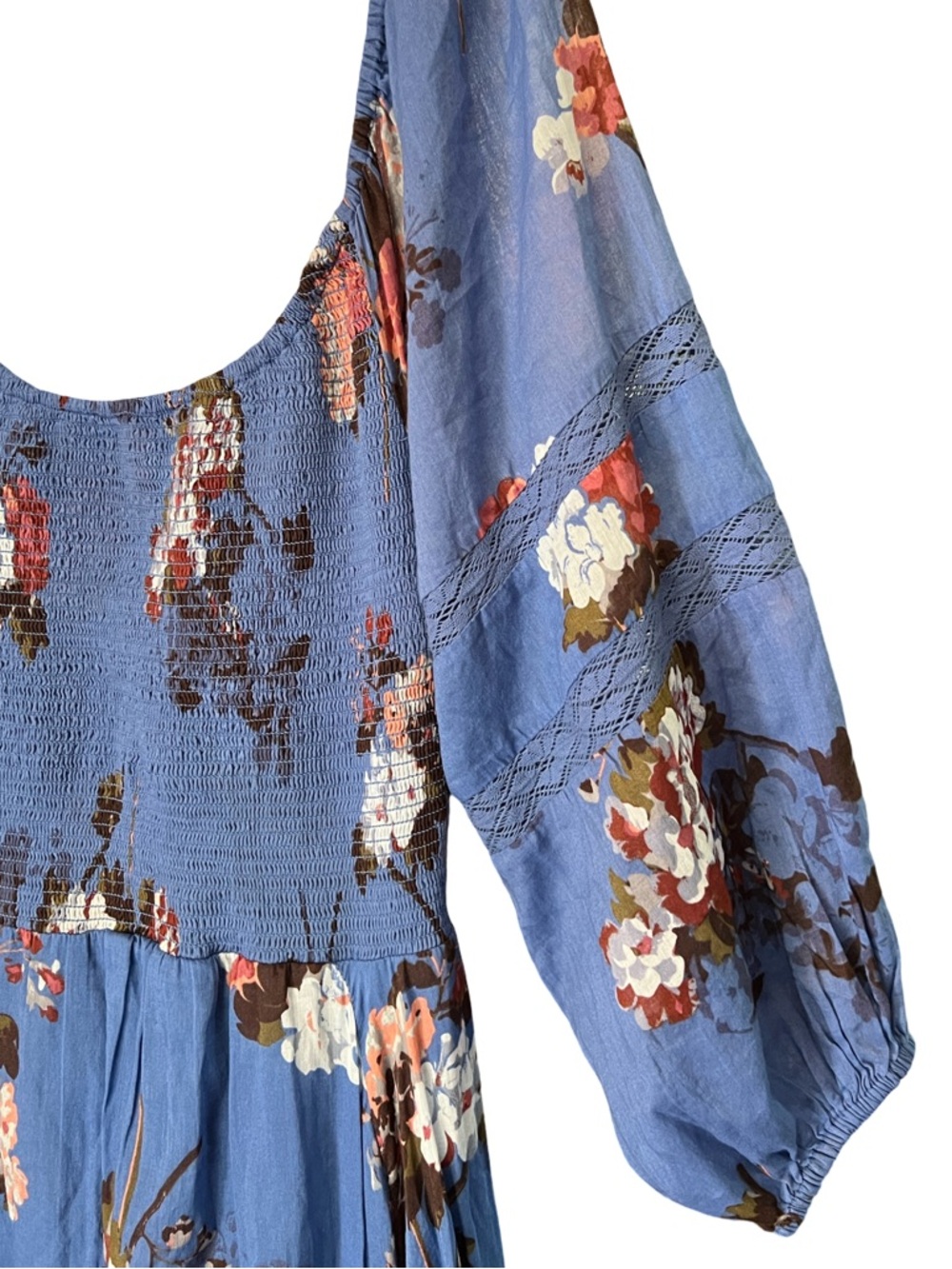 FREE PEOPLE Morning Glory Maxi Dress Dutch Blue Floral Boho XS Oversized New - Picture 6 of 13
